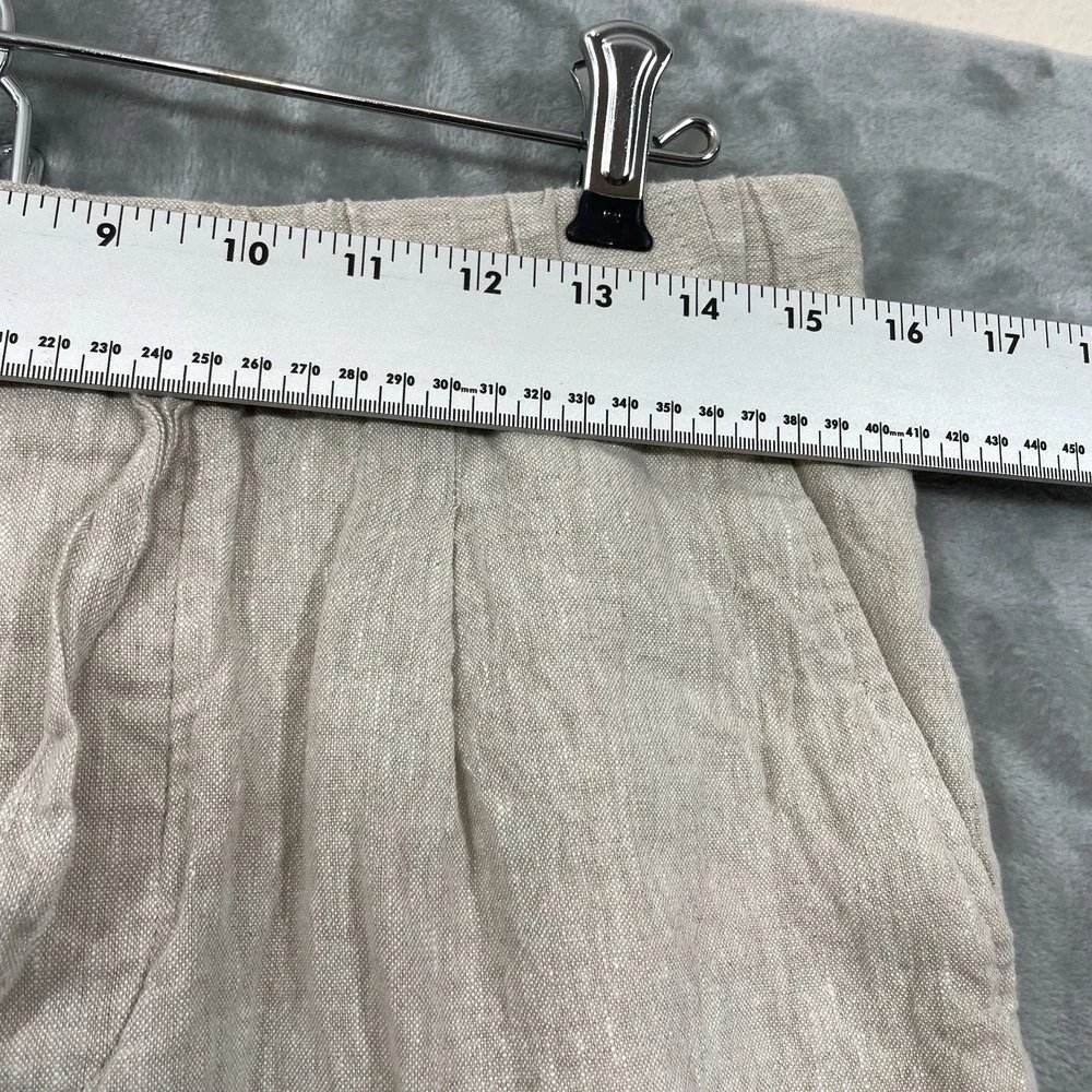 ZARA Women's 100%‎ Linen Pants Size M Beige Drawstring Relaxed Fit Beach Summer